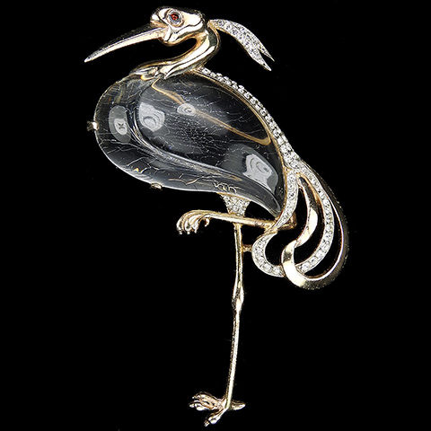 Trifari Sterling 'Alfred Philippe' Jelly Belly 'Great Blue Heron' Bird Pin