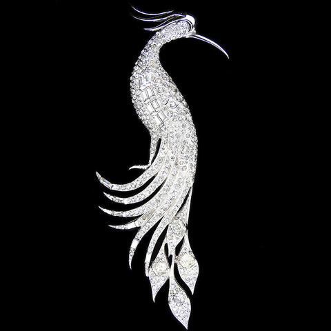 MB Boucher Giant Pave Diamante Peacock Bird Pin