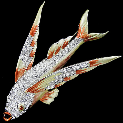 MB Boucher Pave and Metallic Enamel Flying Fish Pin