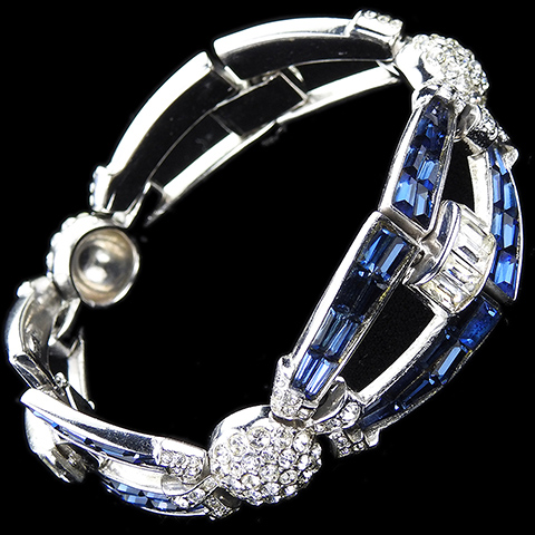 Boucher 'Opening Night' Pave and Diamante and Sapphire Baguettes Pom Poms and Baguette Arches Bracelet