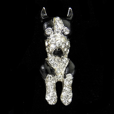 MB Boucher Pave and Black Enamel Miniature Bulldog Dog Pin