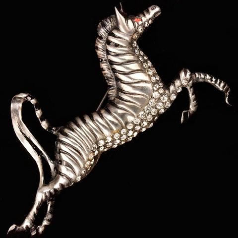 Eisenberg Original Sterling Pave and Black Enamel Zebra Pin