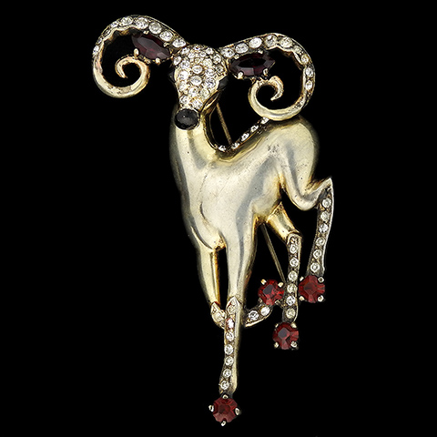 Eisenberg Original Sterling Pave and Rubies Big Horn Ram Pin