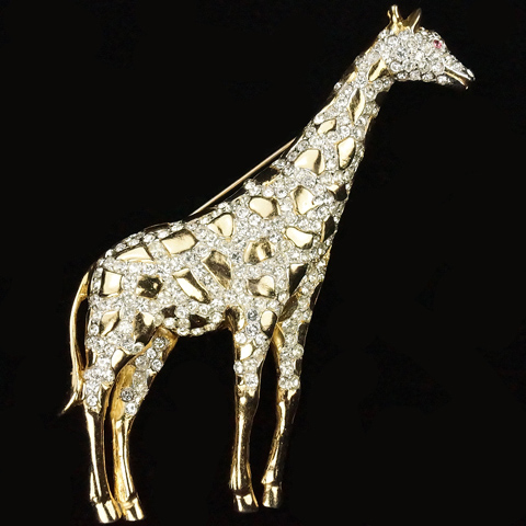 Coro Gold and Pave Giant Giraffe Pin