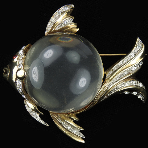 Corocraft Sterling Gold and Pave Jelly Belly Angel Fish Pin