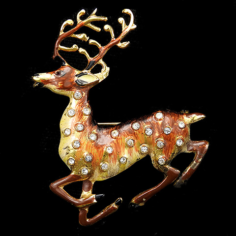 Corocraft Sterling Running Deer Christmas Reindeer Pin