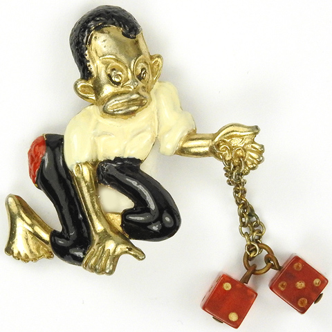 Castlemark (unsigned) Kneeling Blackamoor Playing Dice Pin