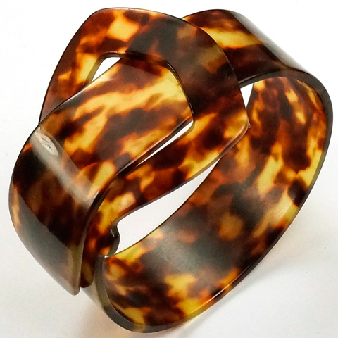 Deco Real Tortoiseshell Wide Belt Buckle Bracelet