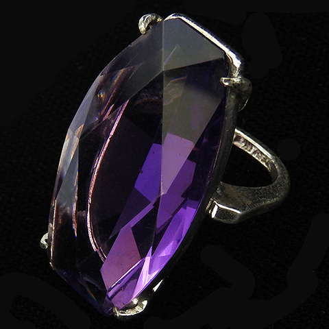 Sterling Giant Amethyst Cocktail Finger Ring