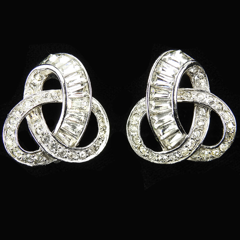 Pennino Pave and Baguettes Infinite Loop Clip Earrings