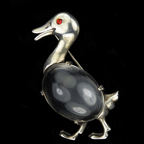 Elzac Sterling Jelly Belly Walking Duck Bird Pin