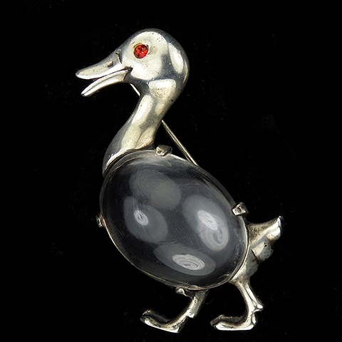 Jelly Belly Sterling Walking Duck Bird Pin