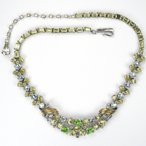 Jomaz Gold Pave Amethyst Citrine and Peridot Swirl Necklace