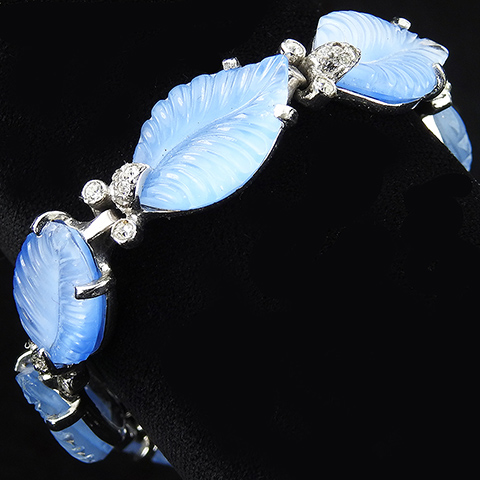 Jomaz Blue Poured Glass Fruit Salad Leaves Seven Link Bracelet