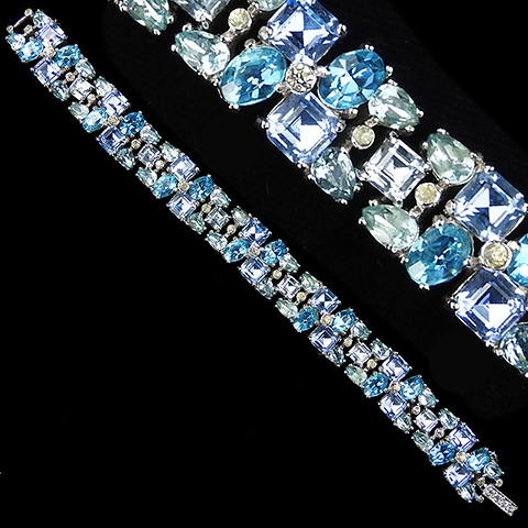 Jomaz Aquamarine Blue Topaz and Pale Peridot Gemset Seven Link Bracelet