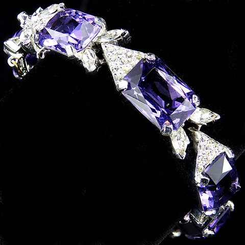 Joseph Mazer Jomaz Pave Arrows and Oblong Cut Amethysts Eight Link Bracelet