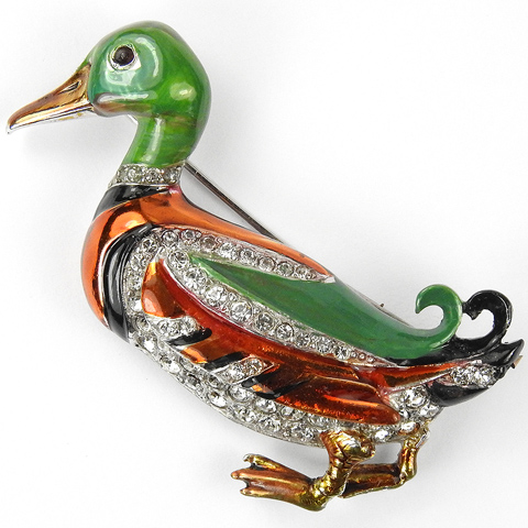 Mazer Pave and Metallic Enamel Duck Pin