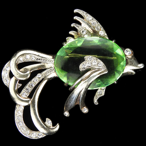 Mazer Sterling Gold Pave and Peridot Fish Pin