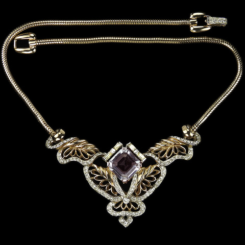 Reja Pale Amethyst and Golden Webs Choker Necklace