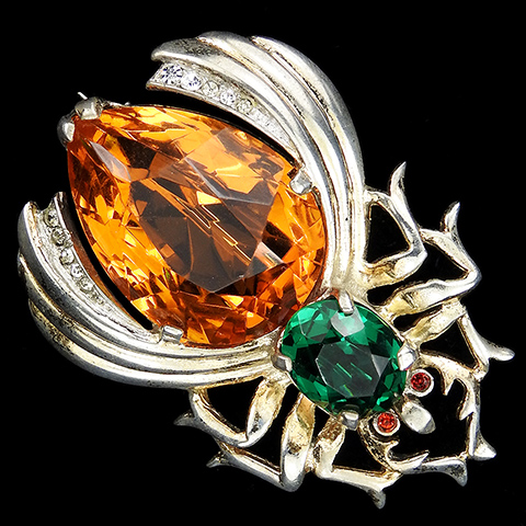 Reja Sterling Gold Teardrop Topaz and Emerald Bug Pin