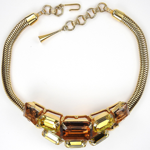 Schreiner New York Gallery Set Deco Style Citrine and Topaz Choker Necklace