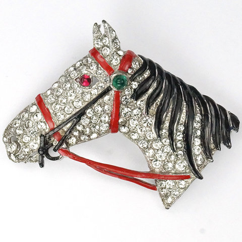 KTF Trifari 'Alfred Philippe' Rhinestone and Enamel Horse Head Pin