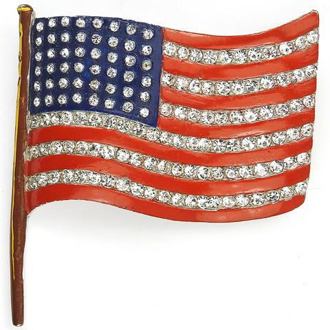 Trifari 'Alfred Philippe' Large Enamel Stars and Stripes (Seven Stripes) Flag Pin