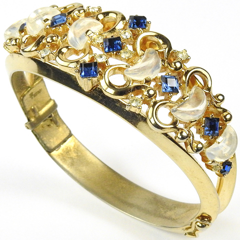 Trifari 'Alfred Philippe' 'Clair de Lune' Moonstone and Sapphire Bangle Bracelet