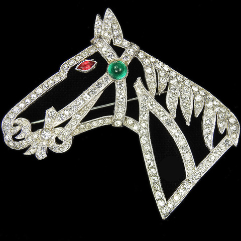 KTF Trifari 'Alfred Philippe' Pave Openwork Horse Head Pin