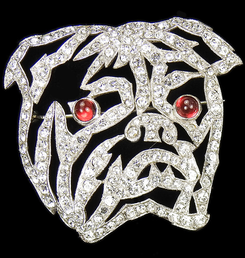 KTF Trifari 'Alfred Philippe' Pave Openwork Bulldog Dog's Head Pin