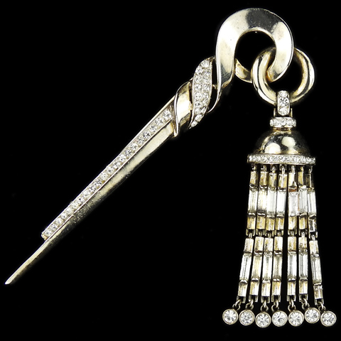 Trifari Sterling 'Alfred Philippe' Baton Swirl with Pendant Tasseled Lantern Pin