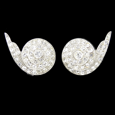 Trifari Sterling 'Alfred Philippe' Pave Spiral Seashells Clip Earrings