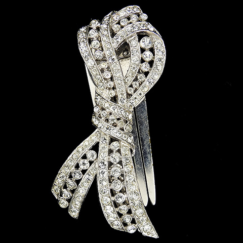 Trifari 'Alfred Philippe' Pave Opebwork Bowknot Bow Hair Slide