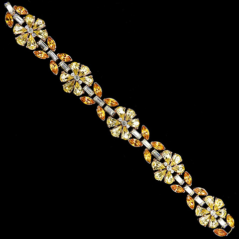Trifari 'Alfred Philippe' Citrine and Topaz Flowers and Leaves Bracelet